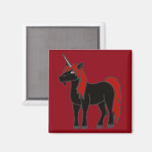 Schwarzes Einhorn mit Red Mane Magnet (Vorderseite/Rückseite)