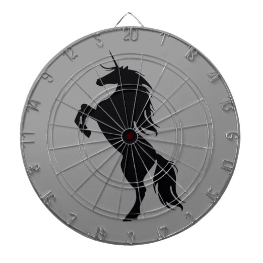 Schwarzes Einhorn Silhouette Dart Board Dartscheibe (vorne)