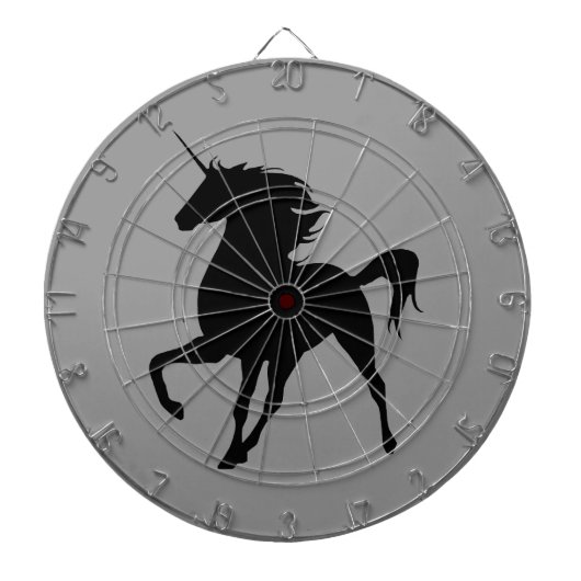 Schwarzes Einhorn Silhouette Dart Board Dartscheibe (vorne)