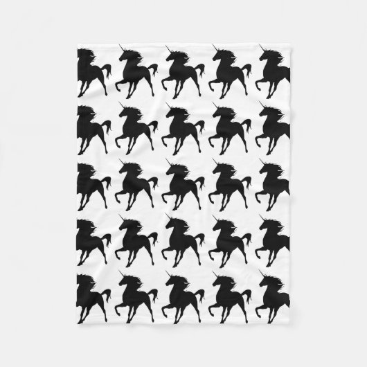 Schwarzes Einhorn Silhouette Fleece Blanket (Vorderseite)