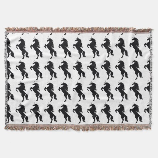 Schwarzes Einhorn-Silhouette-Keule Decke (Vorderseite)