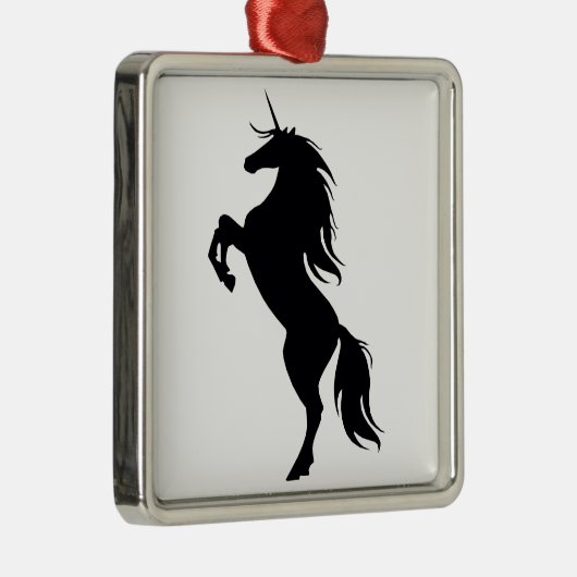 Schwarzes Einhorn Silhouette Ornament Aus Metall (Rechts)