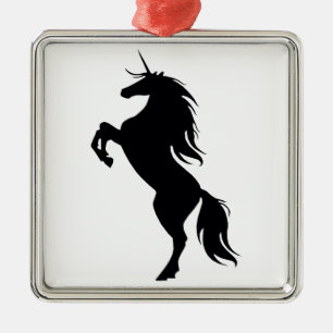 Schwarzes Einhorn Silhouette Ornament Aus Metall