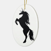 Schwarzes Einhorn Silhouette Oval Jazz Keramikornament (Links)