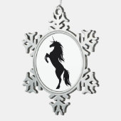 Schwarzes Einhorn Silhouette Snowflake Ornament (Rechts)