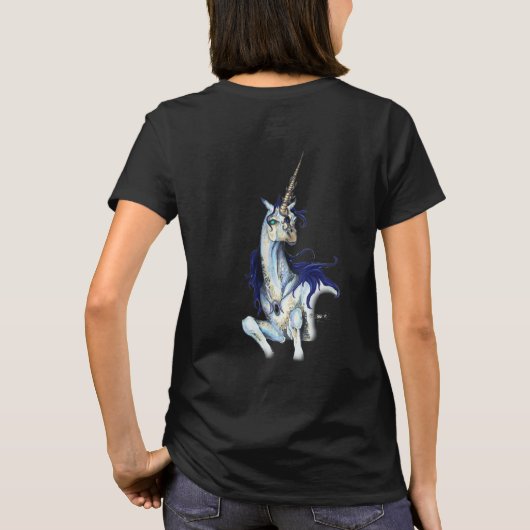 Schwarzes Einhorn T-Shirt (Rückseite)