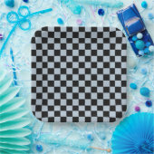Schwarzes Eis kariertes Muster Pappteller (Party)