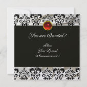 SCHWARZES EISSILK DAMASK KLOTH MONOGRAMM RED RUBY EINLADUNG (Rückseite)