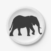 Schwarzes Elefantenbild Tier im Zoo Silhouet Pappteller (Vorderseite)
