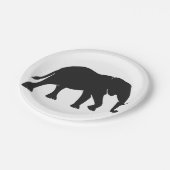 Schwarzes Elefantenbild Tier im Zoo Silhouet Pappteller (Schrägansicht)