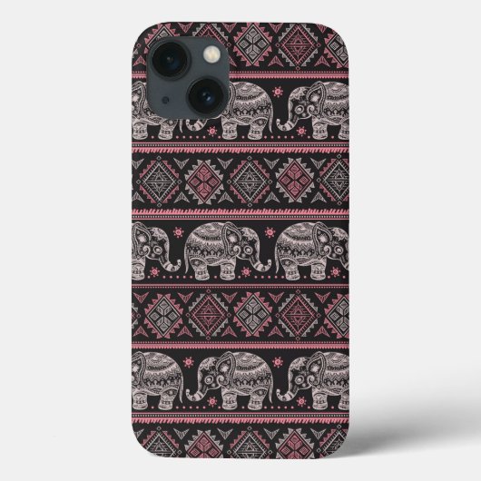 Schwarzes Elefantenmuster Case-Mate iPhone Hülle (Rückseite)
