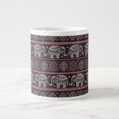 Schwarzes Elefantenmuster Jumbo-Tasse (Vorderseite)