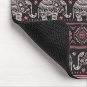 Schwarzes Elefantenmuster Mousepad (Ecke)