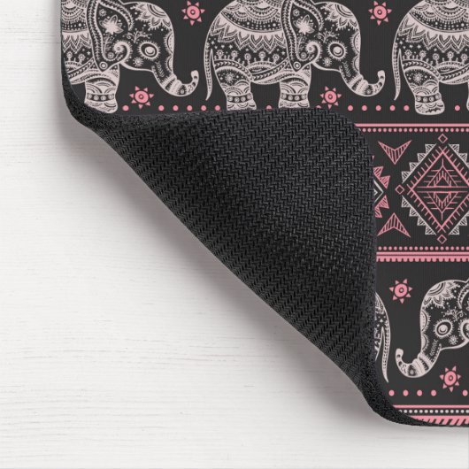 Schwarzes Elefantenmuster Mousepad (Ecke)