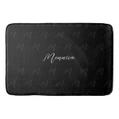 Schwarzes Elegant Monogram Script Badematte (Vorderseite)