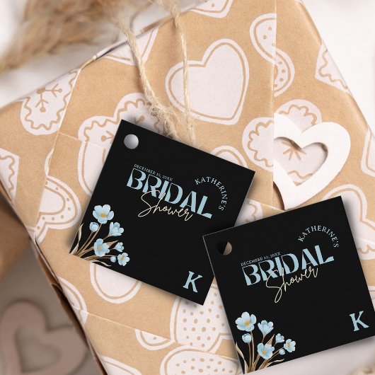 Schwarzes Elegantes blaues Wasser Brautparty Geschenkanhänger