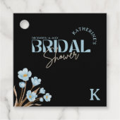 Schwarzes Elegantes blaues Wasser Brautparty Geschenkanhänger (Vorderseite)