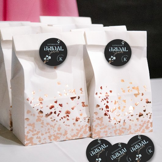 Schwarzes Elegantes blaues Wasser Brautparty Runder Aufkleber