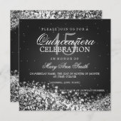 Schwarzes elegantes der Quinceanera Einladung (Vorne/Hinten)