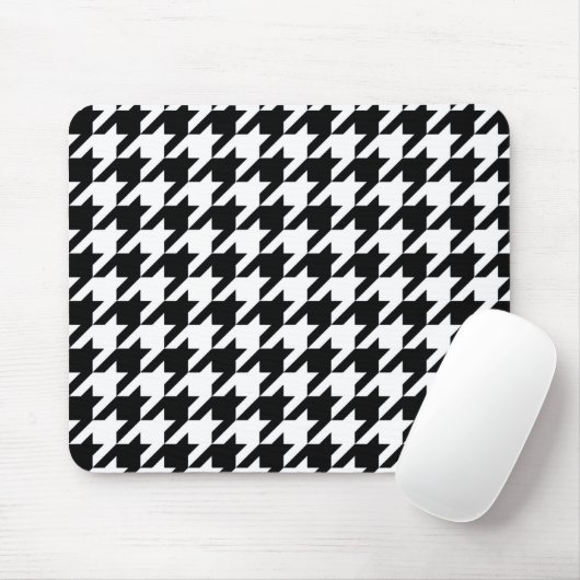 Schwarzes elegantes Hahnentrittmuster Mousepad (Mit Mouse)