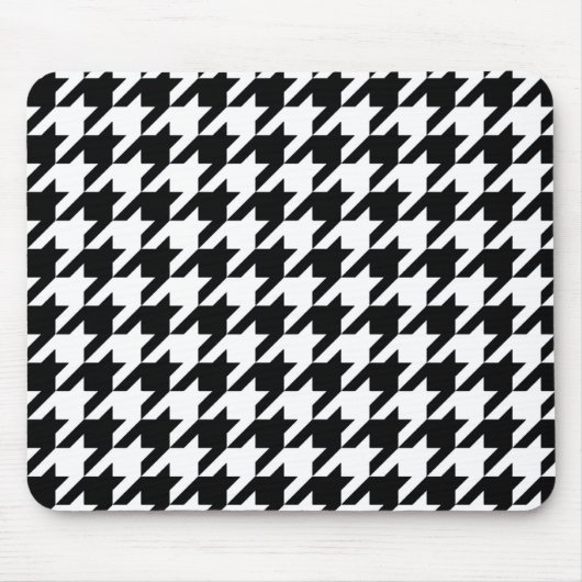 Schwarzes elegantes Hahnentrittmuster Mousepad (Vorne)
