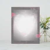 Schwarzes elegantes Herz & Rose Briefkopf (Stehend Vorderseite)