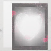 Schwarzes elegantes Herz & Rose Briefkopf (Vorne/Hinten)