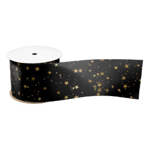 Schwarzes Elegantes Himmelssterniges Goldsterne-De Satinband