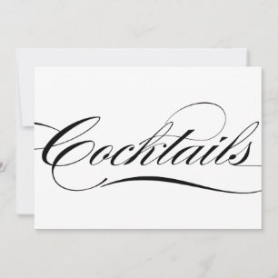 Schwarzes elegantes Kalligrafie-Cocktails Hochzeit Einladung