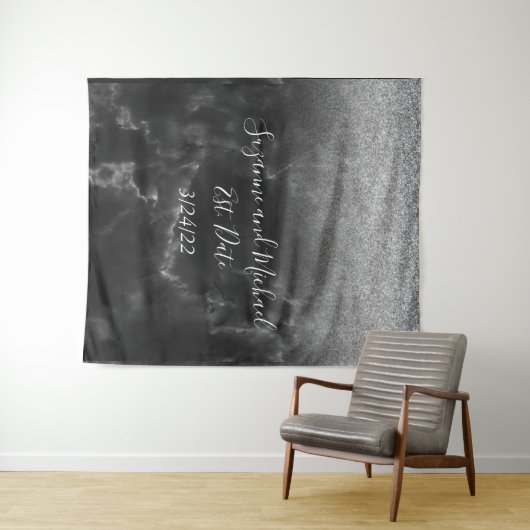 Schwarzes, elegantes Marmorband Wandteppich (Beispiel (Horizontal))