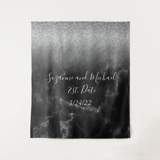 Schwarzes, elegantes Marmorband Wandteppich (Vorderseite)