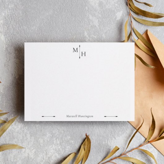 Schwarzes elegantes Minimalistisches Arrow Point M Mitteilungskarte