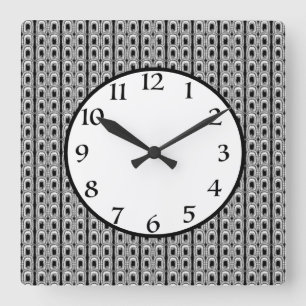 Schwarzes elegantes, modernes geometrisches weiße quadratische wanduhr