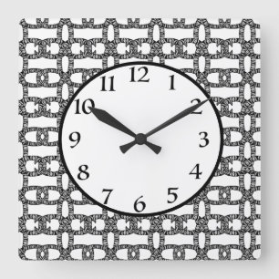 Schwarzes elegantes, modernes geometrisches weiße quadratische wanduhr