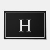 Schwarzes Elegantes Modernes Monogramm Fußmatte (Vorderseite)