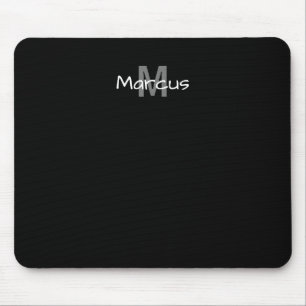 Schwarzes Elegantes Monogramm Mousepad