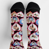 Schwarzes elegantes rotes Herz-Muster | 5 FotoColl Socken (Oben)
