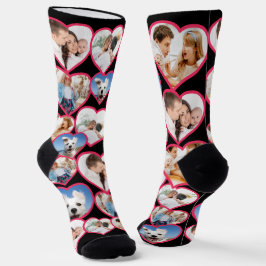 Schwarzes elegantes rotes Herz-Muster | 5 FotoColl Socken