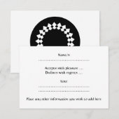 Schwarzes elegantes Runddesign. Art Deco Stil. RSVP Karte (Vorne/Hinten)