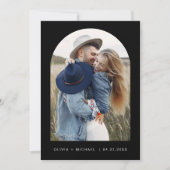 Schwarzes elegantes Save the Date Foto Minimalisti (Vorderseite)