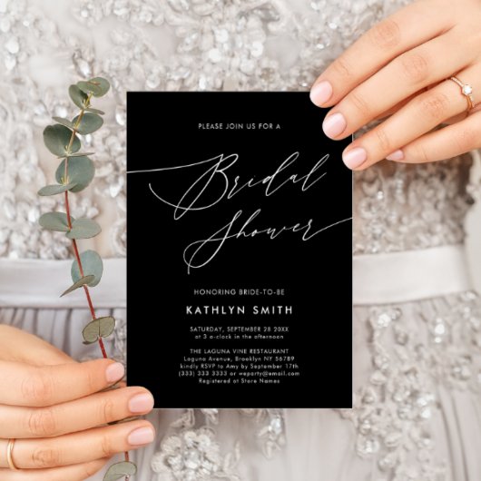 Schwarzes elegantes Script Minimalistisch Chic Bra Einladung