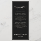 Schwarzes Elfenbein-Altes-Geld-Hochzeitsmenü-Danke Programm (Vorderseite)