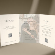 Schwarzes Elfenbein Foto Hochzeit RSVP Details QR-