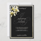 Schwarzes Elfenbein-Monogramm-Initialen Einladung (Vorderseite)