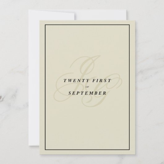 Schwarzes Elfenbein-Monogramm-Initialen Einladung (Rückseite)