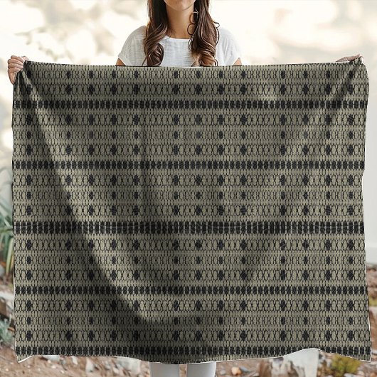 Schwarzes Elfenbein Weiß Modernes Hexa Fleecedecke