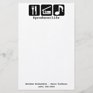 Schwarzes essen Schlaf-Musik-Ikonen Briefpapier