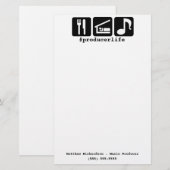 Schwarzes essen Schlaf-Musik-Ikonen Briefpapier (Vorne/Hinten)