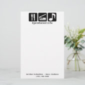 Schwarzes essen Schlaf-Musik-Ikonen Briefpapier (Stehend Vorderseite)