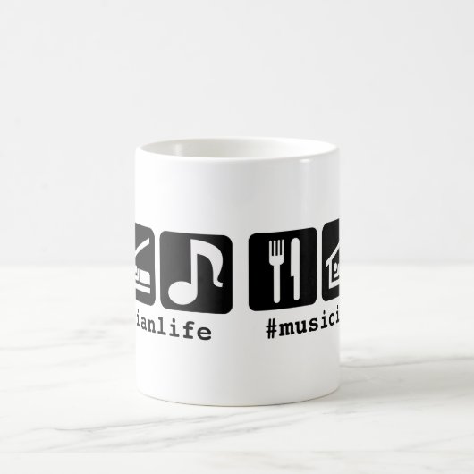 Schwarzes essen Schlaf-Musik-Ikonen Kaffeetasse (Mittel)